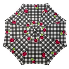 Ladybugs Plaid Pattern Straight Umbrellas by Valentinaart