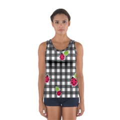 Ladybugs Plaid Pattern Women s Sport Tank Top  by Valentinaart