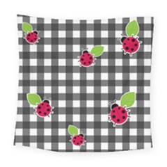 Ladybugs Plaid Pattern Square Tapestry (large) by Valentinaart