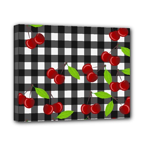 Cherries Plaid Pattern  Canvas 10  X 8  by Valentinaart