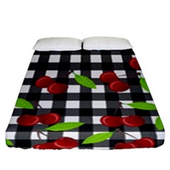 Cherries Plaid Pattern  Fitted Sheet (queen Size) by Valentinaart