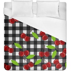 Cherries Plaid Pattern  Duvet Cover (king Size) by Valentinaart