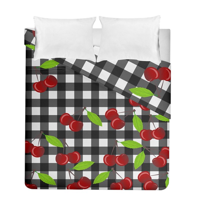 Cherries plaid pattern  Duvet Cover Double Side (Full/ Double Size)