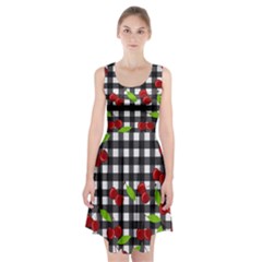 Cherries Plaid Pattern  Racerback Midi Dress