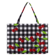 Cherries Plaid Pattern  Medium Zipper Tote Bag