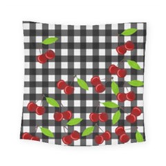 Cherries Plaid Pattern  Square Tapestry (small)