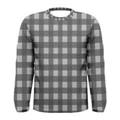 Gray Plaid Pattern Men s Long Sleeve Tee by Valentinaart