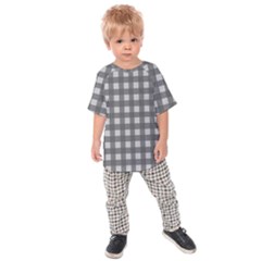 Gray Plaid Pattern Kids  Raglan Tee