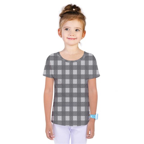 Gray Plaid Pattern Kids  One Piece Tee by Valentinaart