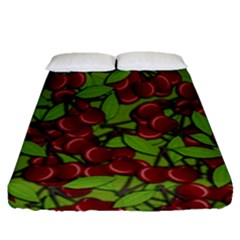 Cherry Jammy Pattern Fitted Sheet (queen Size) by Valentinaart