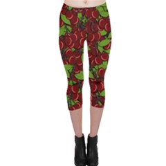 Cherry Pattern Capri Leggings  by Valentinaart