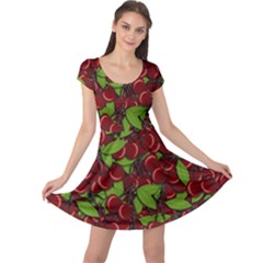 Cherry Pattern Cap Sleeve Dresses by Valentinaart