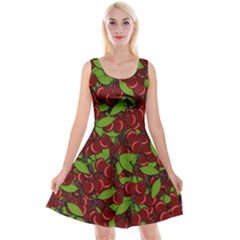 Cherry Pattern Reversible Velvet Sleeveless Dress by Valentinaart