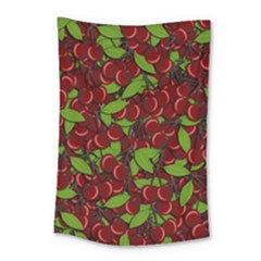 Cherry Pattern Small Tapestry by Valentinaart