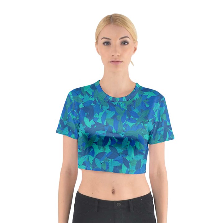 Blue autumn Cotton Crop Top