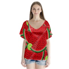 Watermelon Slices Flutter Sleeve Top