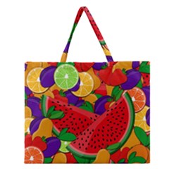 Summer Fruits Zipper Large Tote Bag by Valentinaart