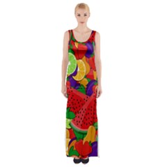 Summer Fruits Maxi Thigh Split Dress by Valentinaart