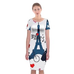 Valentine s Day - Paris Classic Short Sleeve Midi Dress by Valentinaart