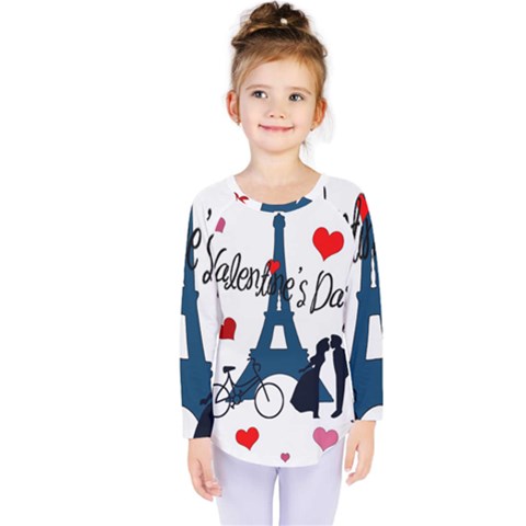 Valentine s Day - Paris Kids  Long Sleeve Tee by Valentinaart