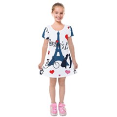 Valentine s Day - Paris Kids  Short Sleeve Velvet Dress by Valentinaart