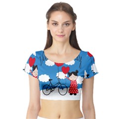 Girls Daydream Short Sleeve Crop Top (tight Fit) by Valentinaart