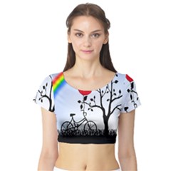 Love Hill - Rainbow Short Sleeve Crop Top (tight Fit) by Valentinaart