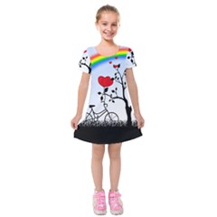 Love Hill - Rainbow Kids  Short Sleeve Velvet Dress