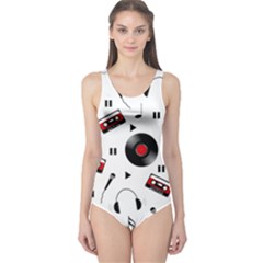 Music Pattern One Piece Swimsuit by Valentinaart