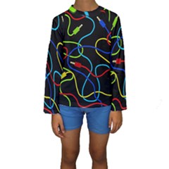 Audio Cables  Kids  Long Sleeve Swimwear by Valentinaart