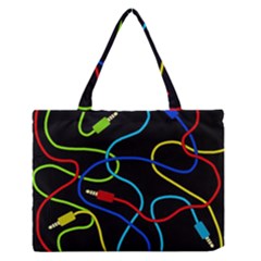 Audio Cables  Medium Zipper Tote Bag by Valentinaart