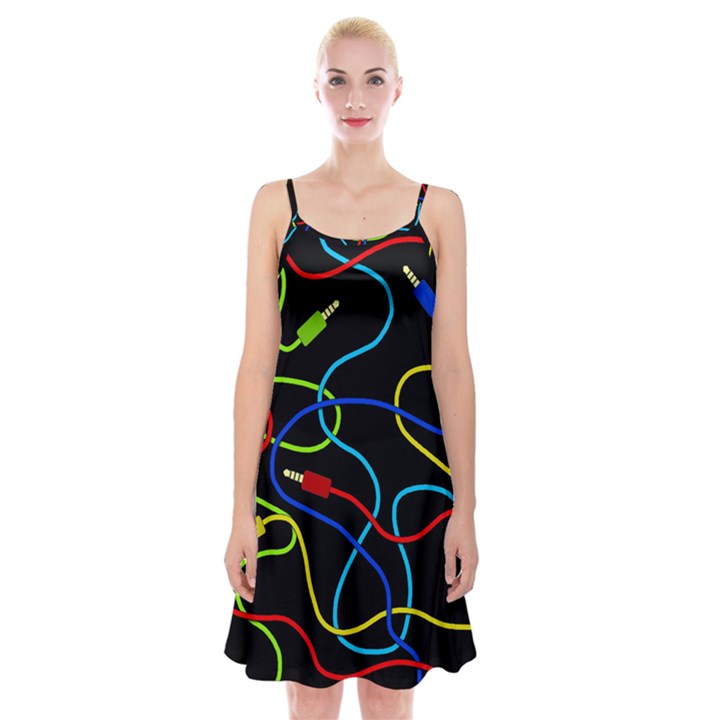 Audio cables  Spaghetti Strap Velvet Dress