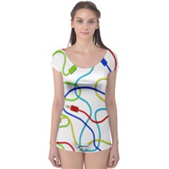 Colorful Audio Cables Boyleg Leotard  by Valentinaart