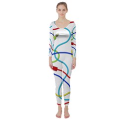 Colorful Audio Cables Long Sleeve Catsuit by Valentinaart