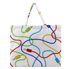 Colorful Audio Cables Zipper Large Tote Bag by Valentinaart