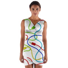 Colorful Audio Cables Wrap Front Bodycon Dress by Valentinaart