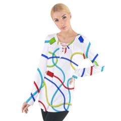 Colorful Audio Cables Women s Tie Up Tee by Valentinaart