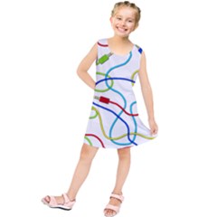 Colorful Audio Cables Kids  Tunic Dress by Valentinaart