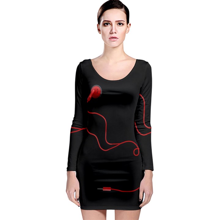 Earphones  Long Sleeve Bodycon Dress