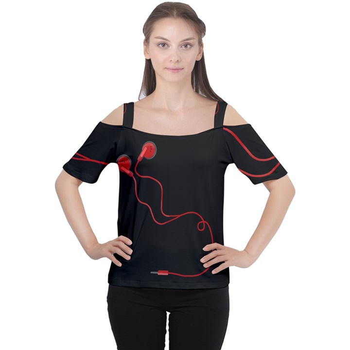 Earphones  Women s Cutout Shoulder Tee