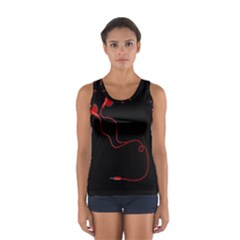 Earphones  Women s Sport Tank Top  by Valentinaart