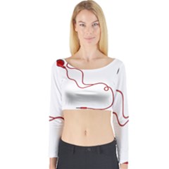 Earphones  Long Sleeve Crop Top by Valentinaart