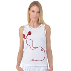 Earphones  Women s Basketball Tank Top by Valentinaart