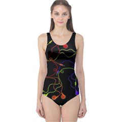 Colorful Earphones One Piece Swimsuit by Valentinaart