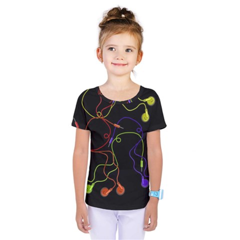 Colorful Earphones Kids  One Piece Tee by Valentinaart