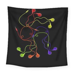 Colorful Earphones Square Tapestry (large) by Valentinaart