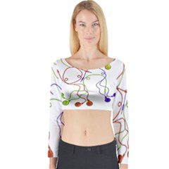 Colorful Earphones  Long Sleeve Crop Top by Valentinaart