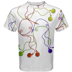 Colorful Earphones  Men s Cotton Tee by Valentinaart