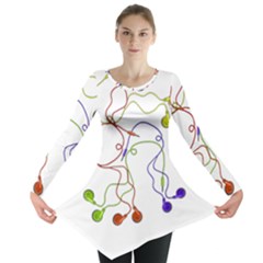 Colorful Earphones  Long Sleeve Tunic  by Valentinaart