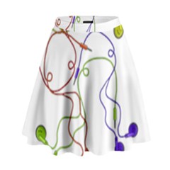 Colorful Earphones  High Waist Skirt by Valentinaart